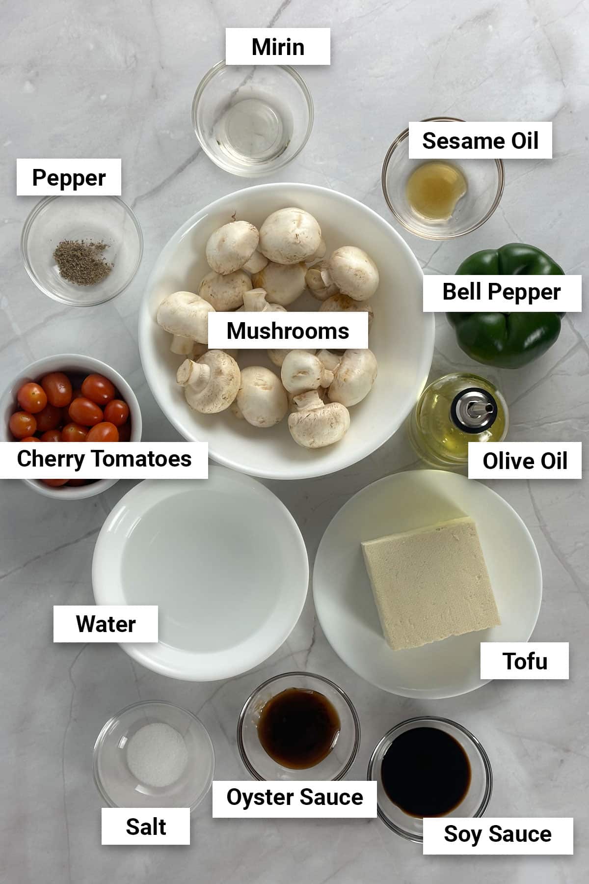 Ingredients for Air Fryer Tofu and Vegetables
