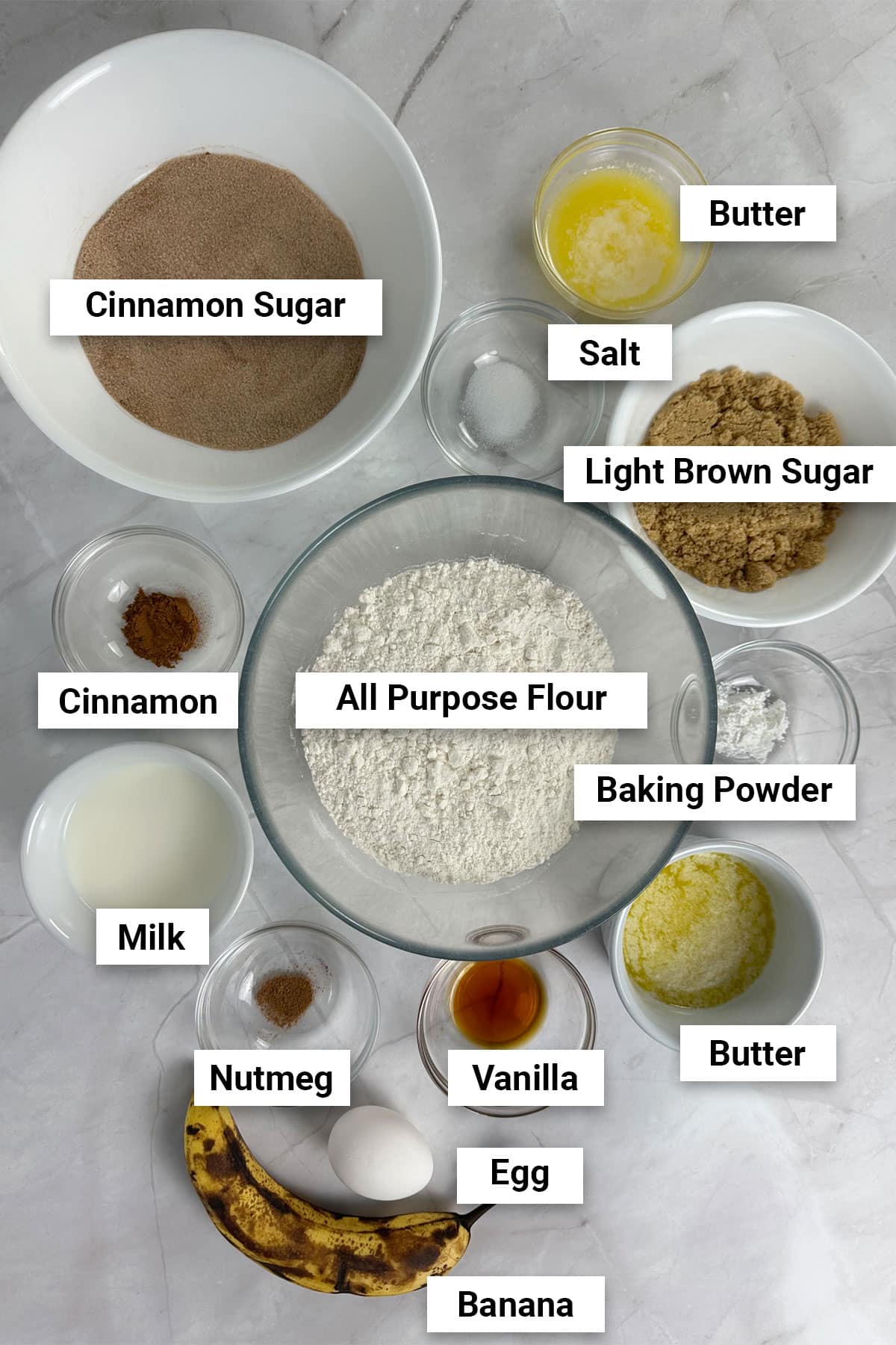 Ingredients for Cinnamon Sugar Banana Donut Air Fryer Recipe