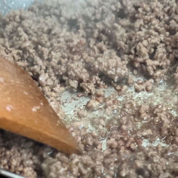 Browning ground beef in a pan