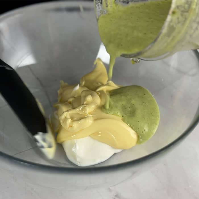 folding jalapeno crema with mayo and sour cream