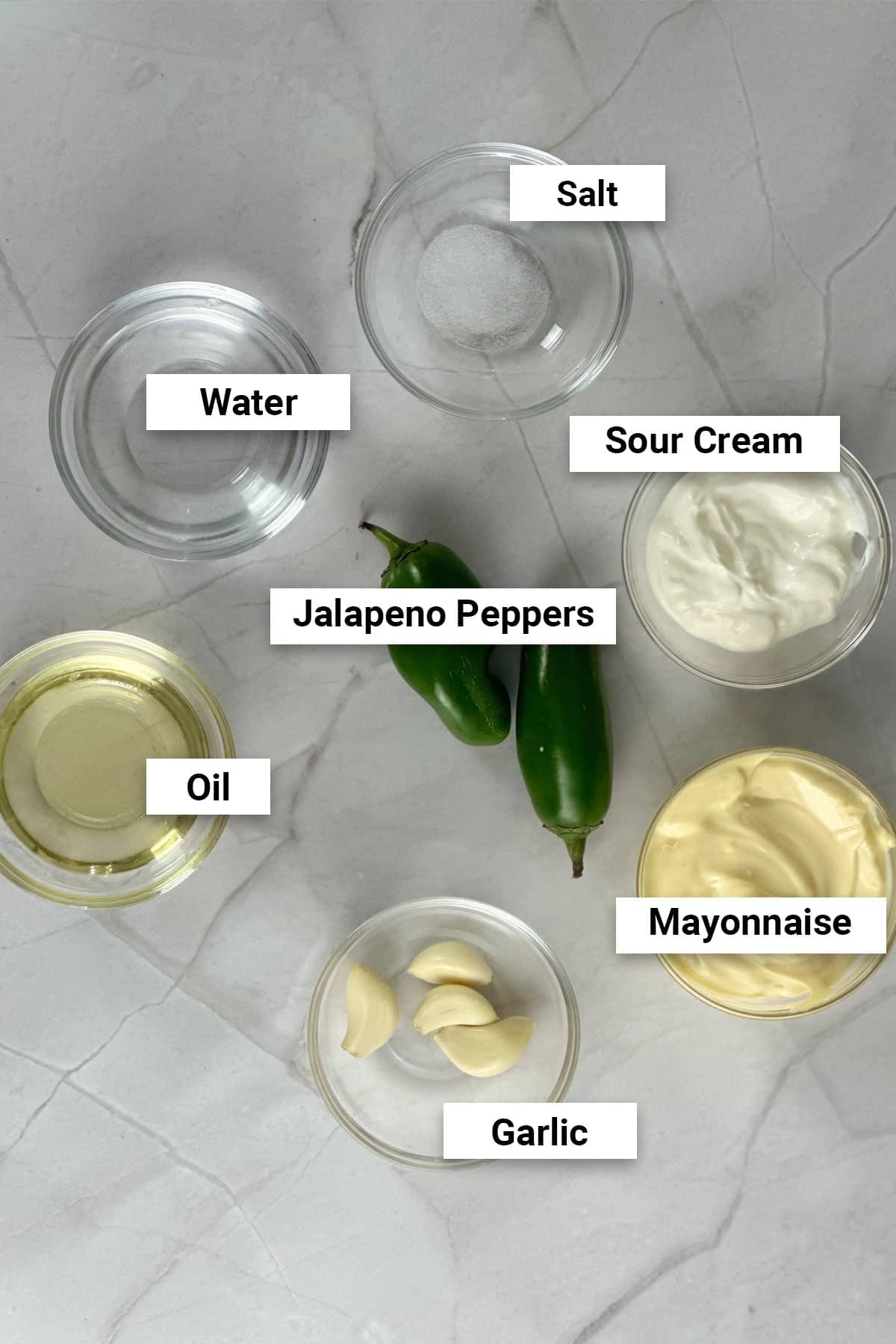 Ingredients for jalapeño crema