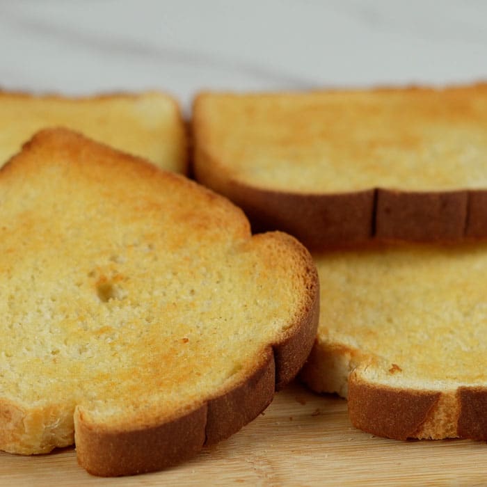 Air fried bread slices with butter.