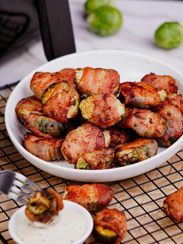 The Best Air Fryer Bacon Wrapped Brussels Sprouts Recipe