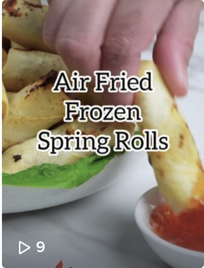 Tiktok post - frozen spring rolls in air fryer