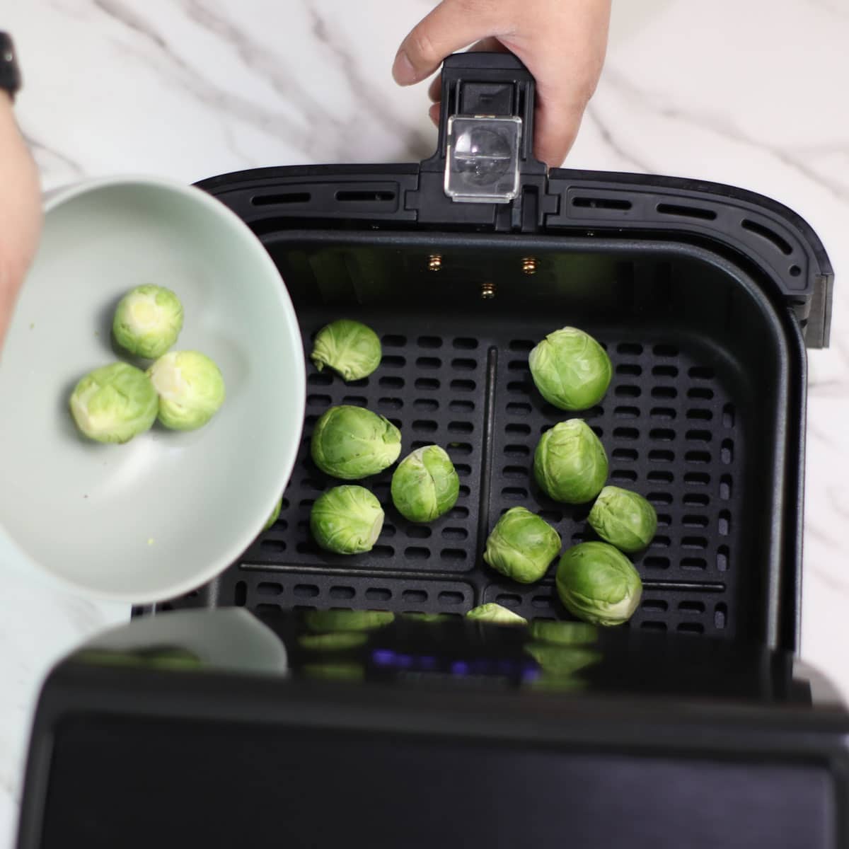 Air frying whole Brussels sprouts