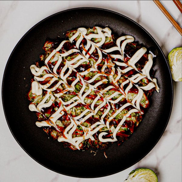 Shaved Brussels Sprouts In Air Fryer (Okonomiyaki)
