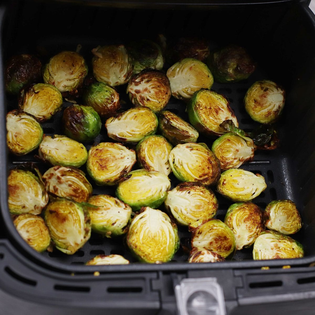 Cooking honey balsamic Brussels sprouts in air fryer