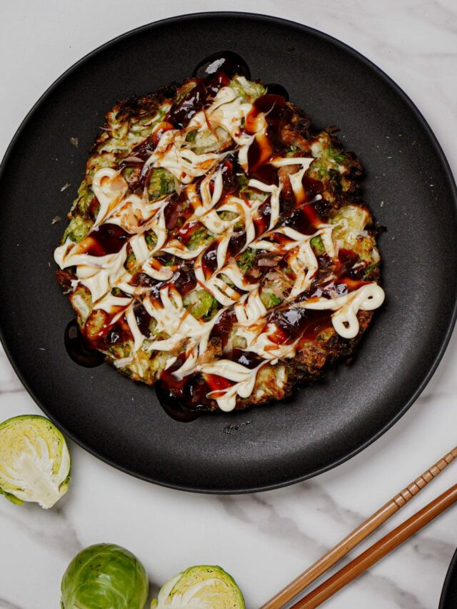Savory Shaved Brussels Sprouts Air Fryer Recipe (Okonomiyaki)