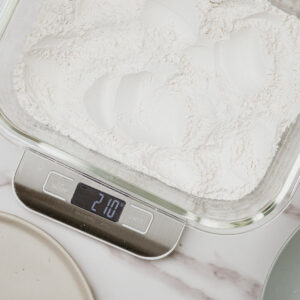 Flour on a digital weighing scale