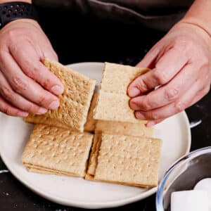 snapping graham crackers in half