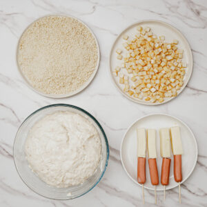 Korean cheese dog assembly ingredients