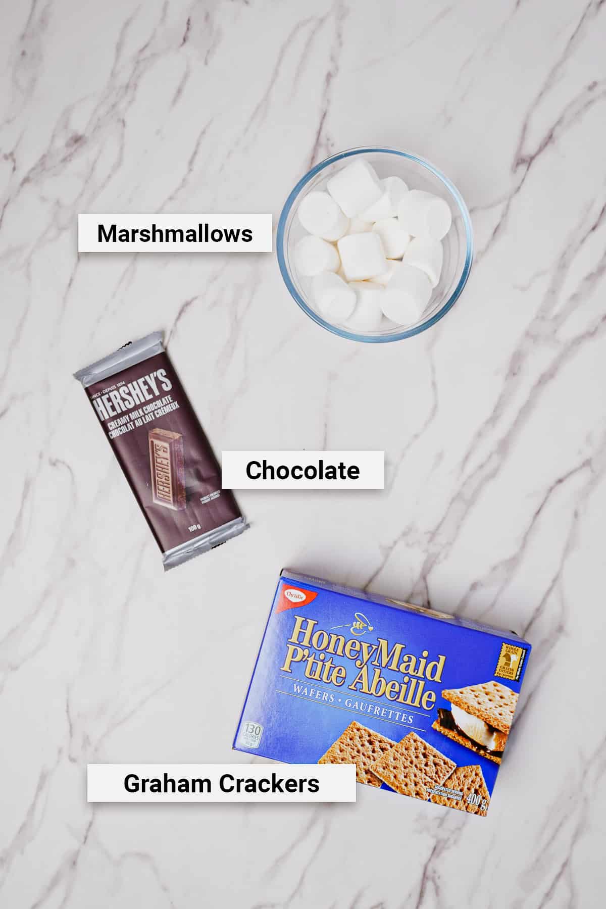 Ingredients for s'mores air fryer recipe