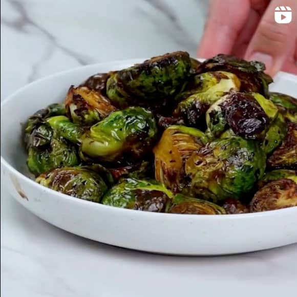 Instagram reel Brussels sprouts with balsamic glaze