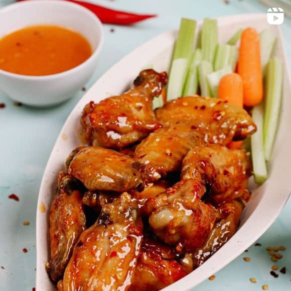 Instagram reel - honey hot chicken wings