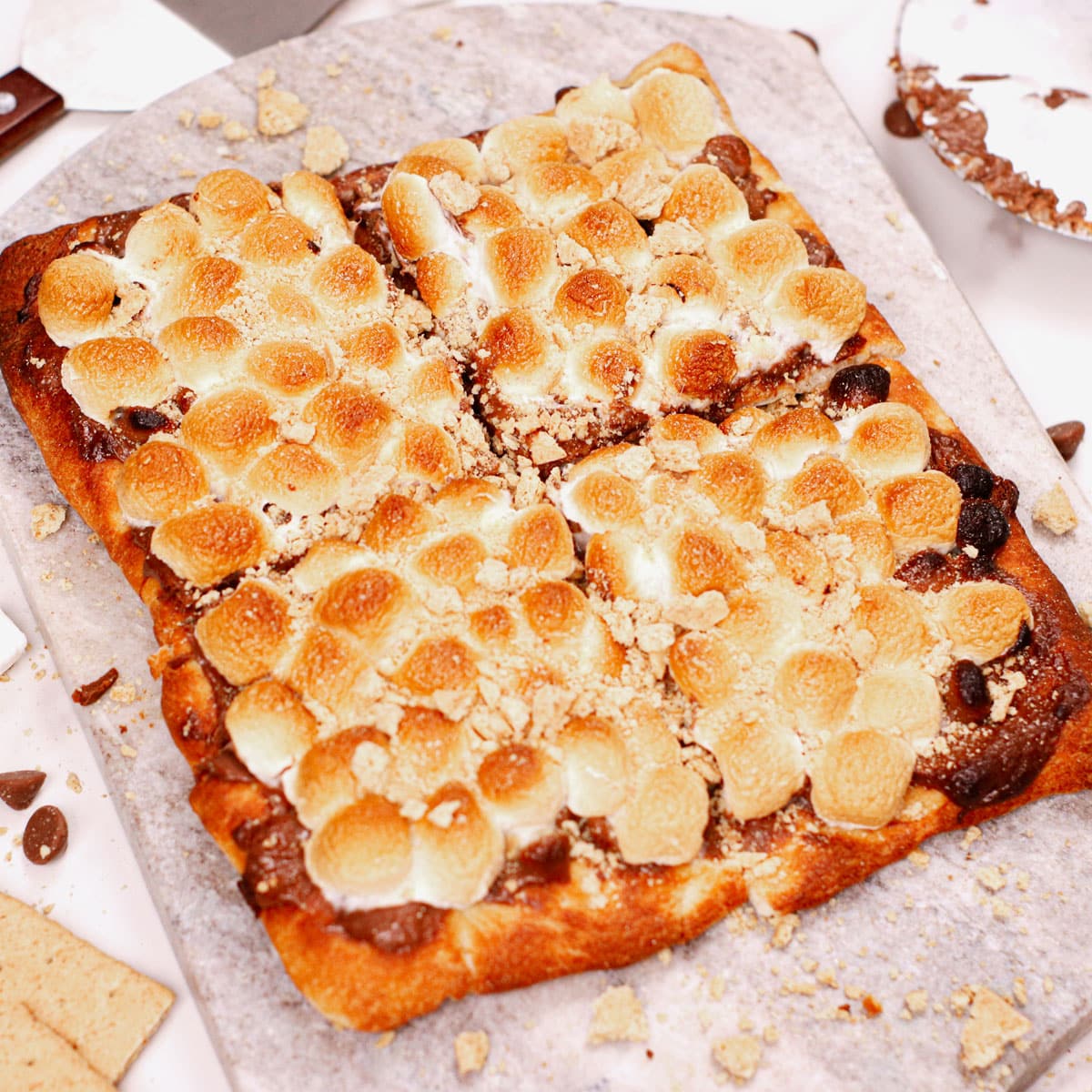 Air fried s'mores dessert pizza.
