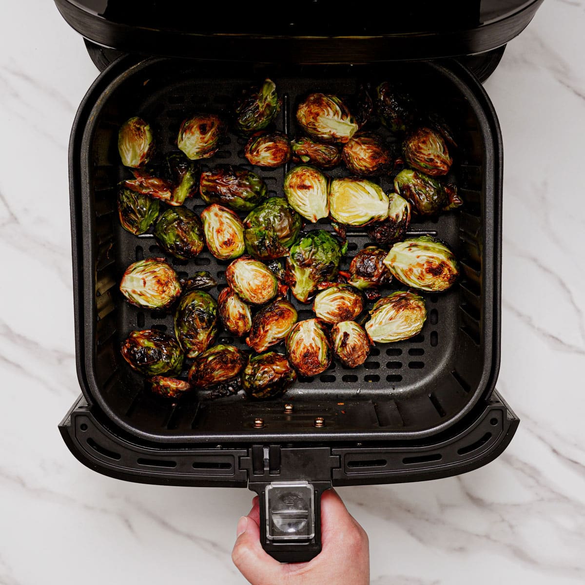 Cooked Asian Brussels Sprouts in Air Fryer