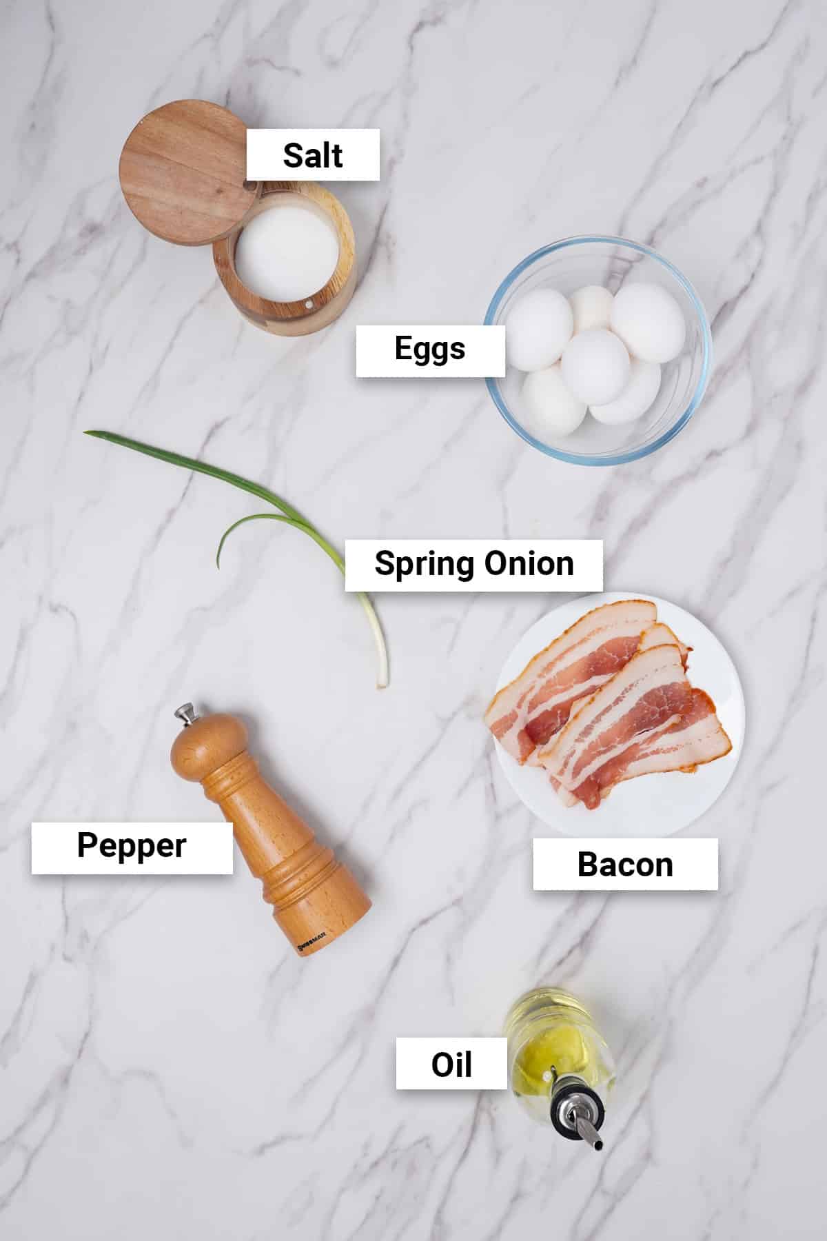 Ingredients for air fryer omelet recipe.