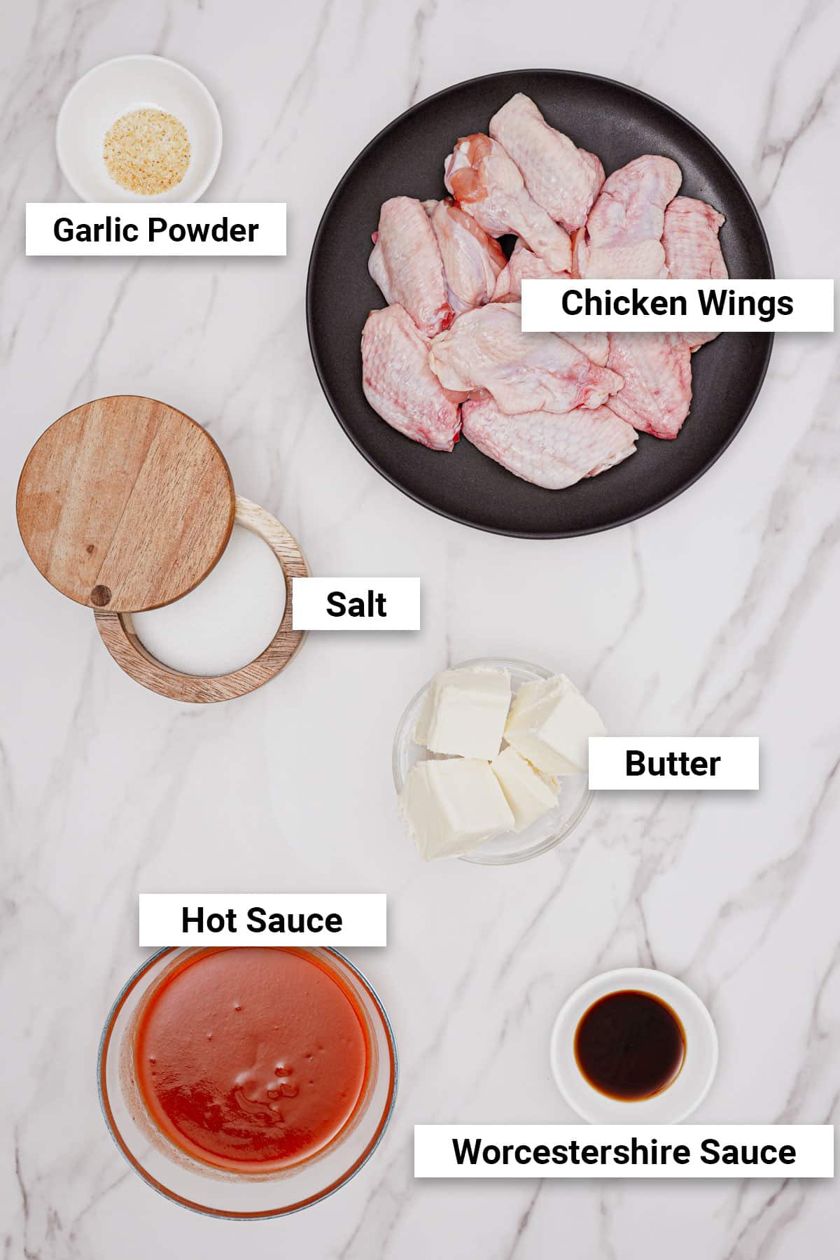 Ingredients for Air Fryer Buffalo Chicken Wings.