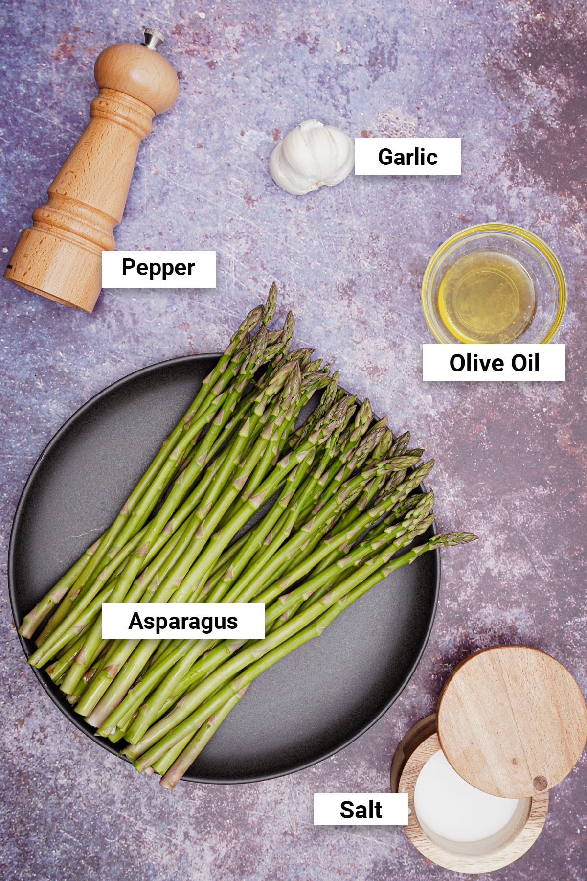 Ingredients for garlic roasted asparagus