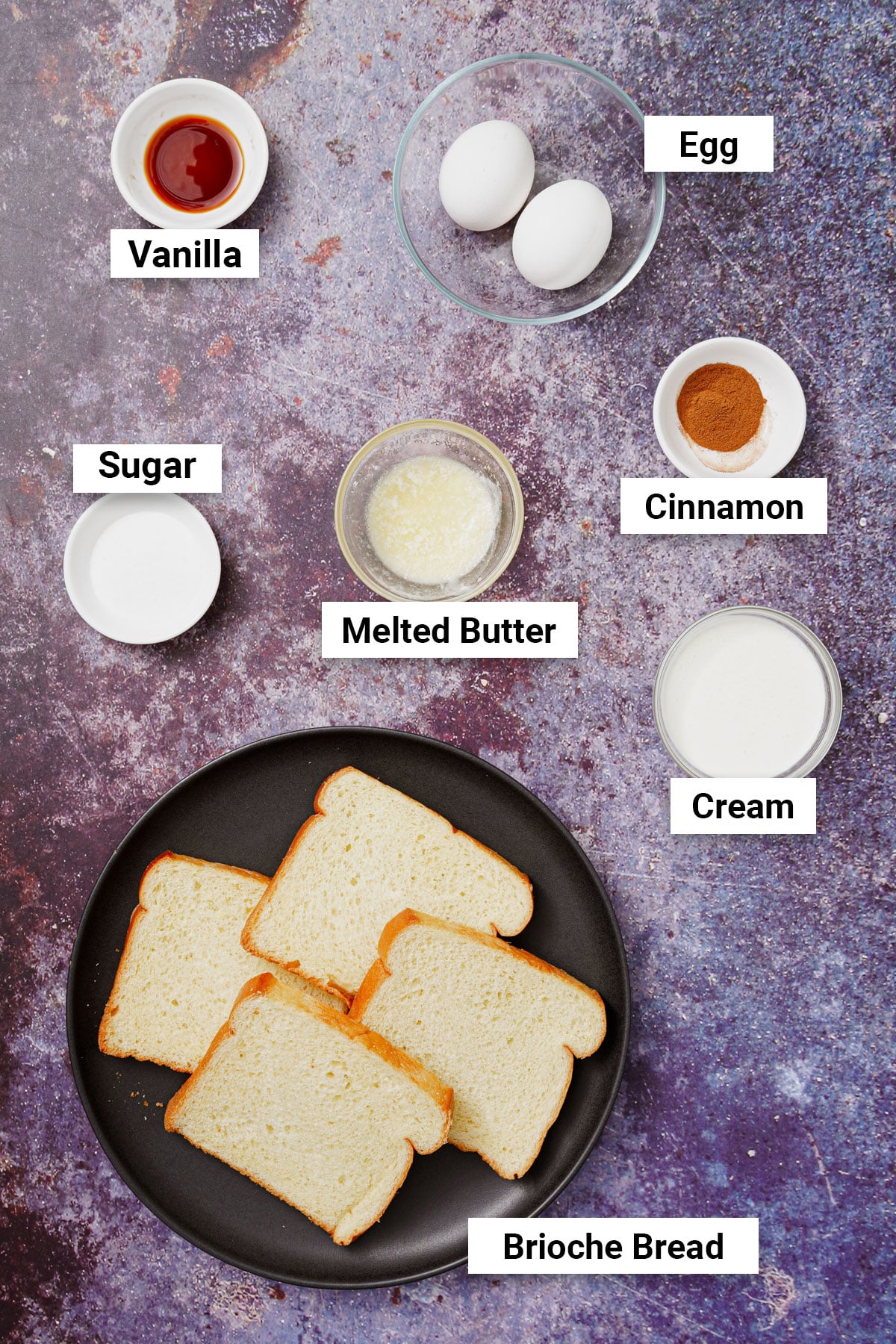 Ingredients for homemade French toast sticks recipe