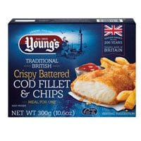 Young's Traditional British Crispy Battered Cod Filet and Chips