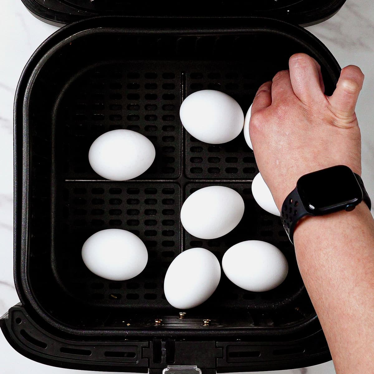 Adding eggs to air fryer