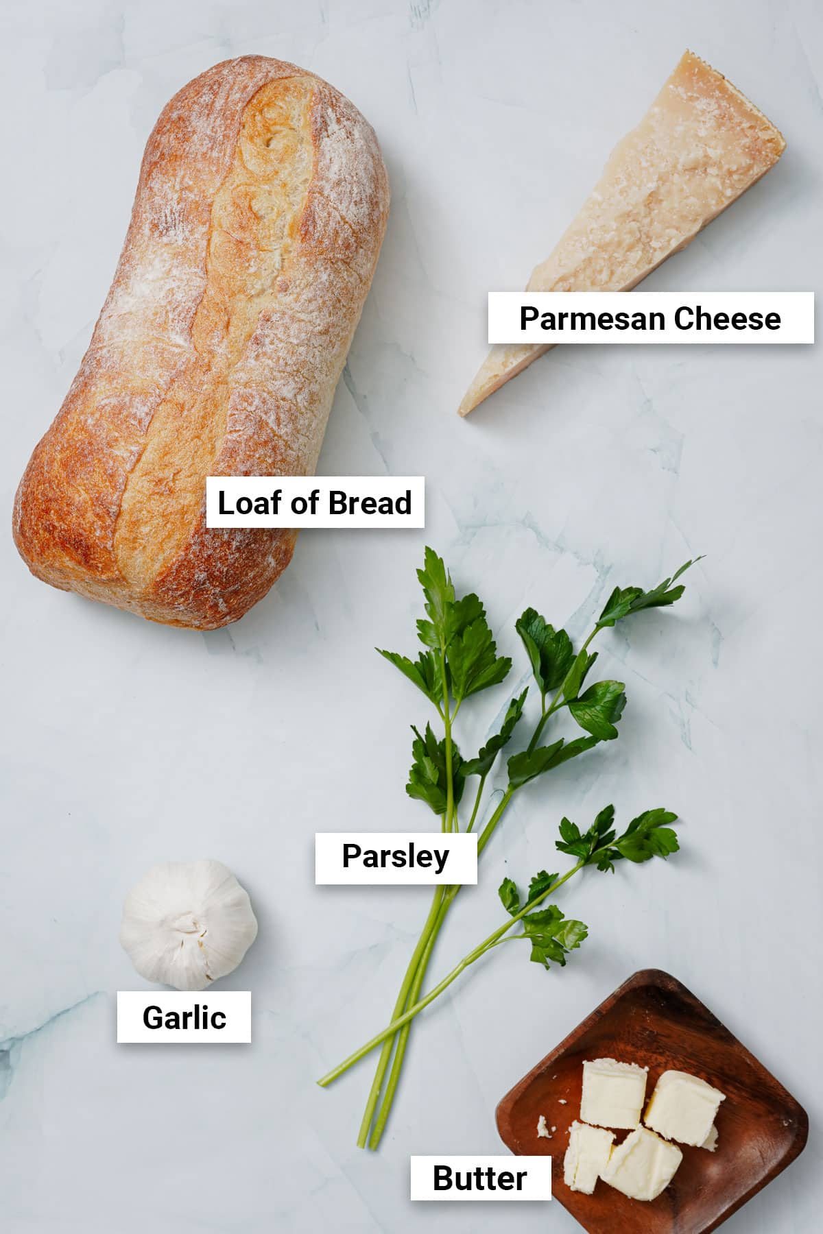 Ingredients for air fryer garlic toast