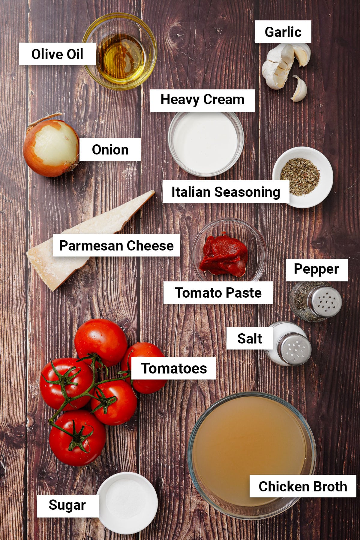Ingredients for air fryer tomato soup