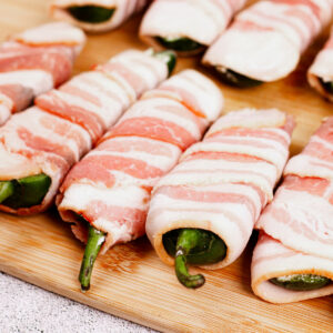 Jalapeño poppers wrapped in bacon