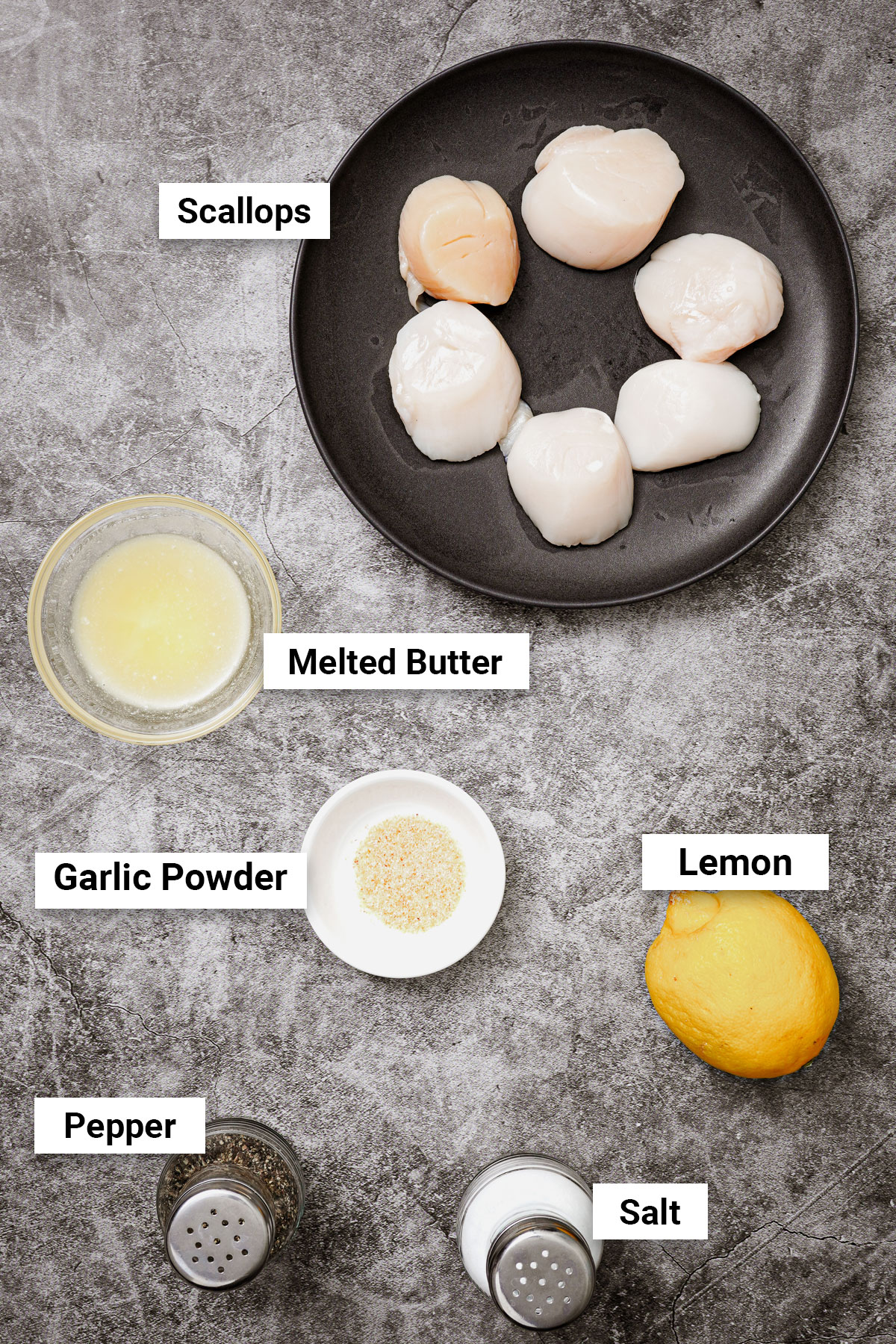 Ingredients for Garlic Butter Air Fryer Scallops recipe