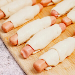 Hot dogs wrapped with Pillsbury dough