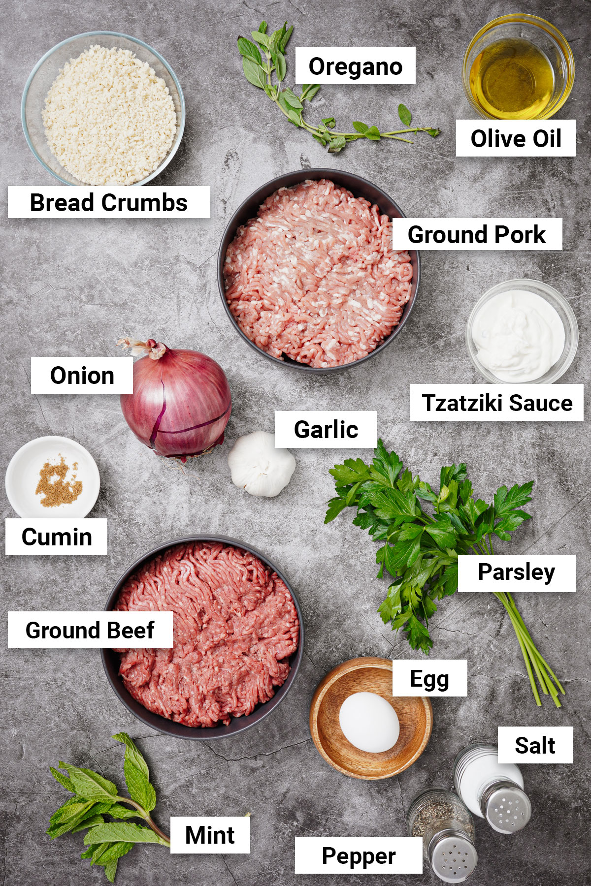 Ingredients for Greek meatballs recipe