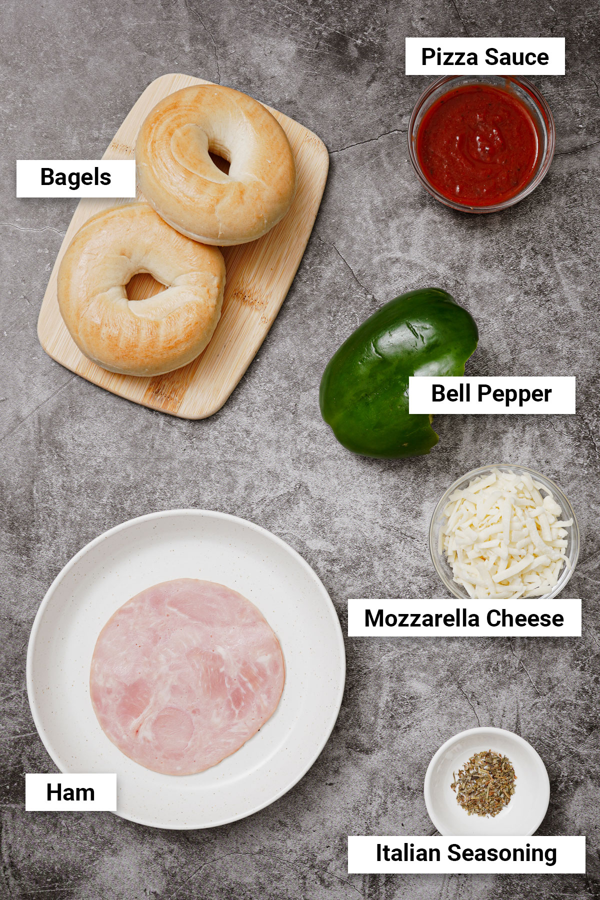 Ingredients for Pizza Bagel Air Fryer recipe