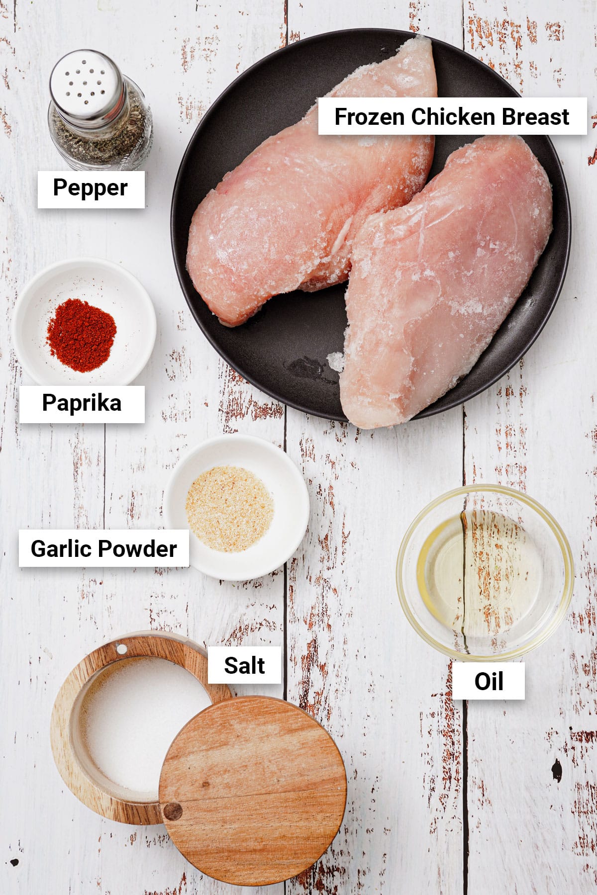 Ingredients for air fryer roasted frozen chicken breast recipe