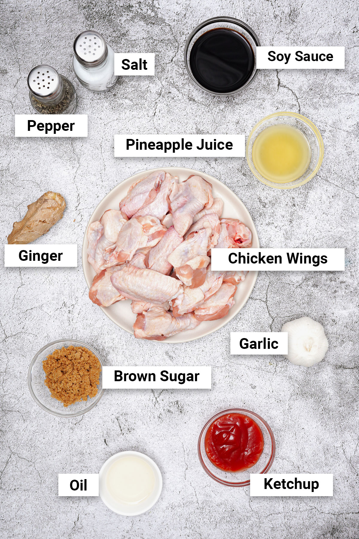 Ingredients for teriyaki chicken wings