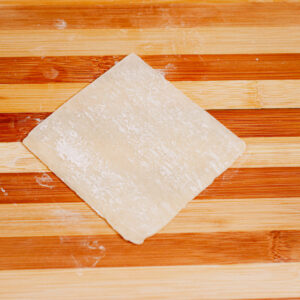 Step 1: Lay wonton wrapper flat on a chopping board