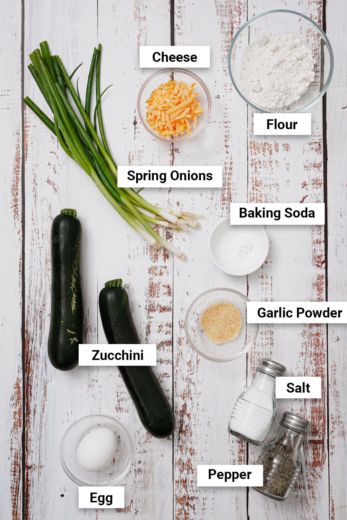 Ingredients for air fryer zucchini fritters recipe