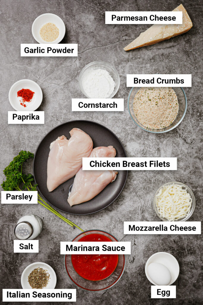 Ingredients for chicken parm air fryer recipe