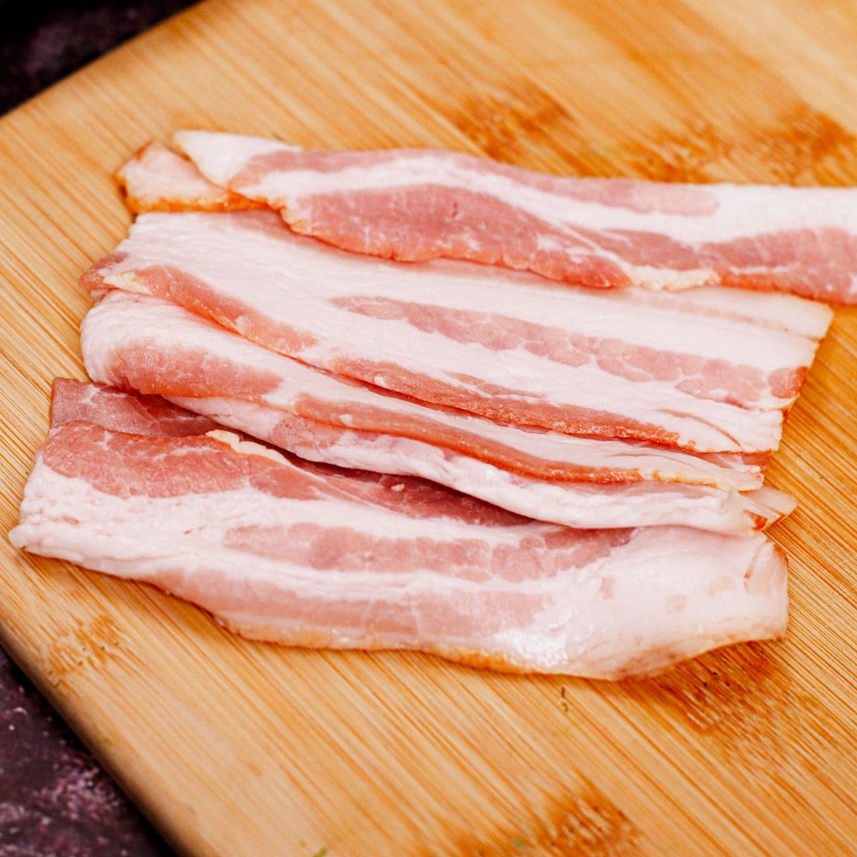 Halved bacon slices