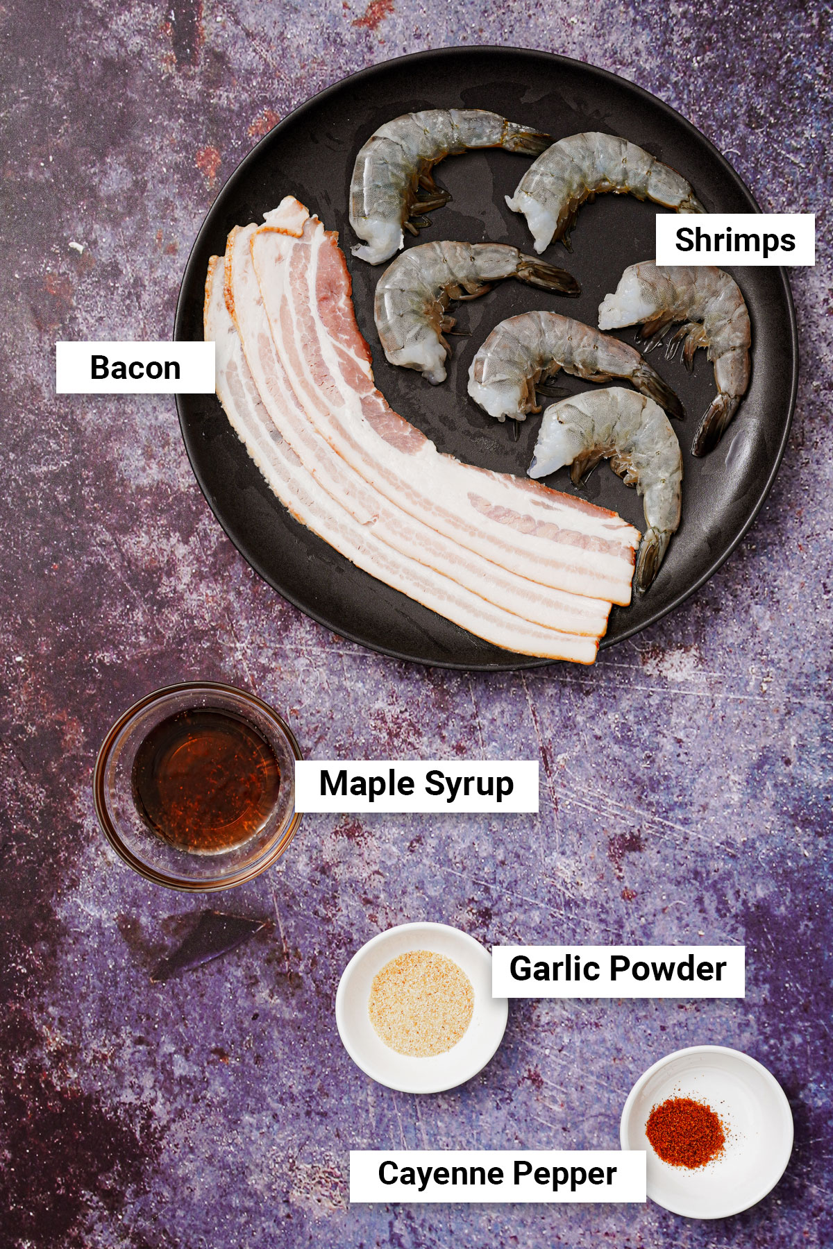 Ingredients for bacon wrapped shrimp air fryer recipe