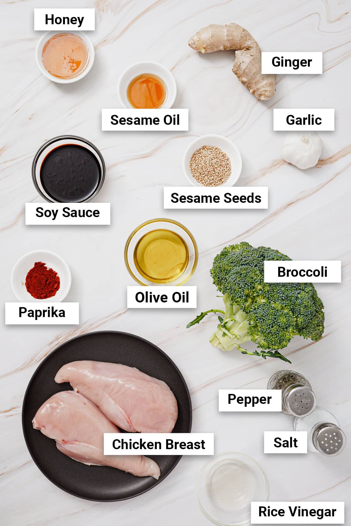 Ingredients for chicken and broccoli air fryer recipe