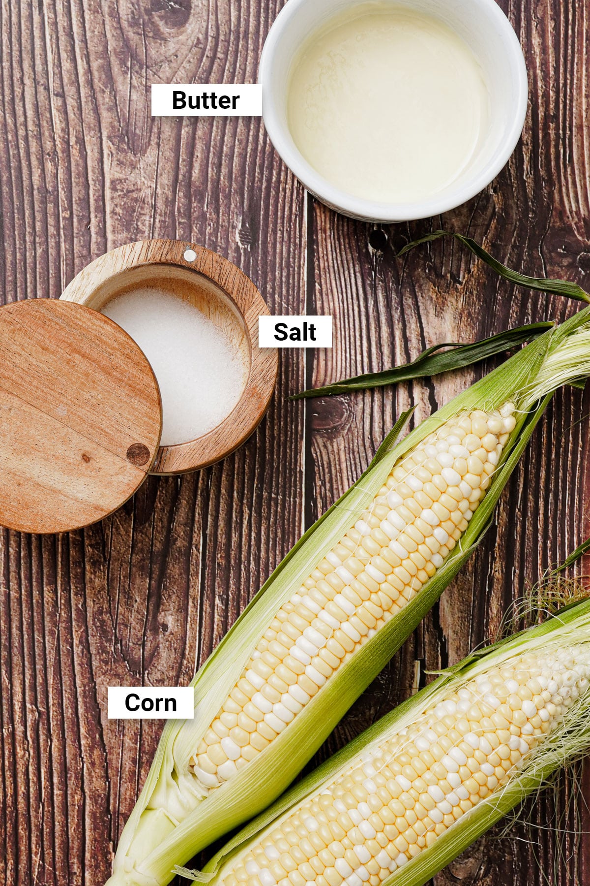 Ingredients for corn on the cob air fryer recipe