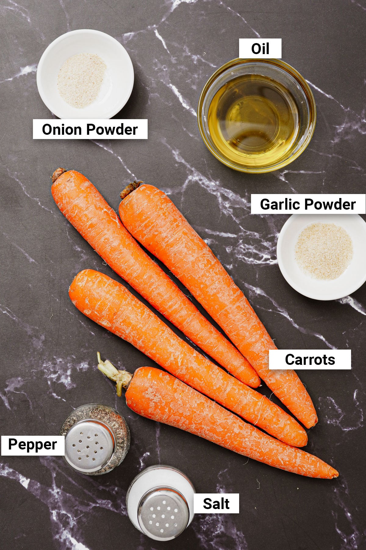Ingredients for healthy carrot fries air fryer recipe