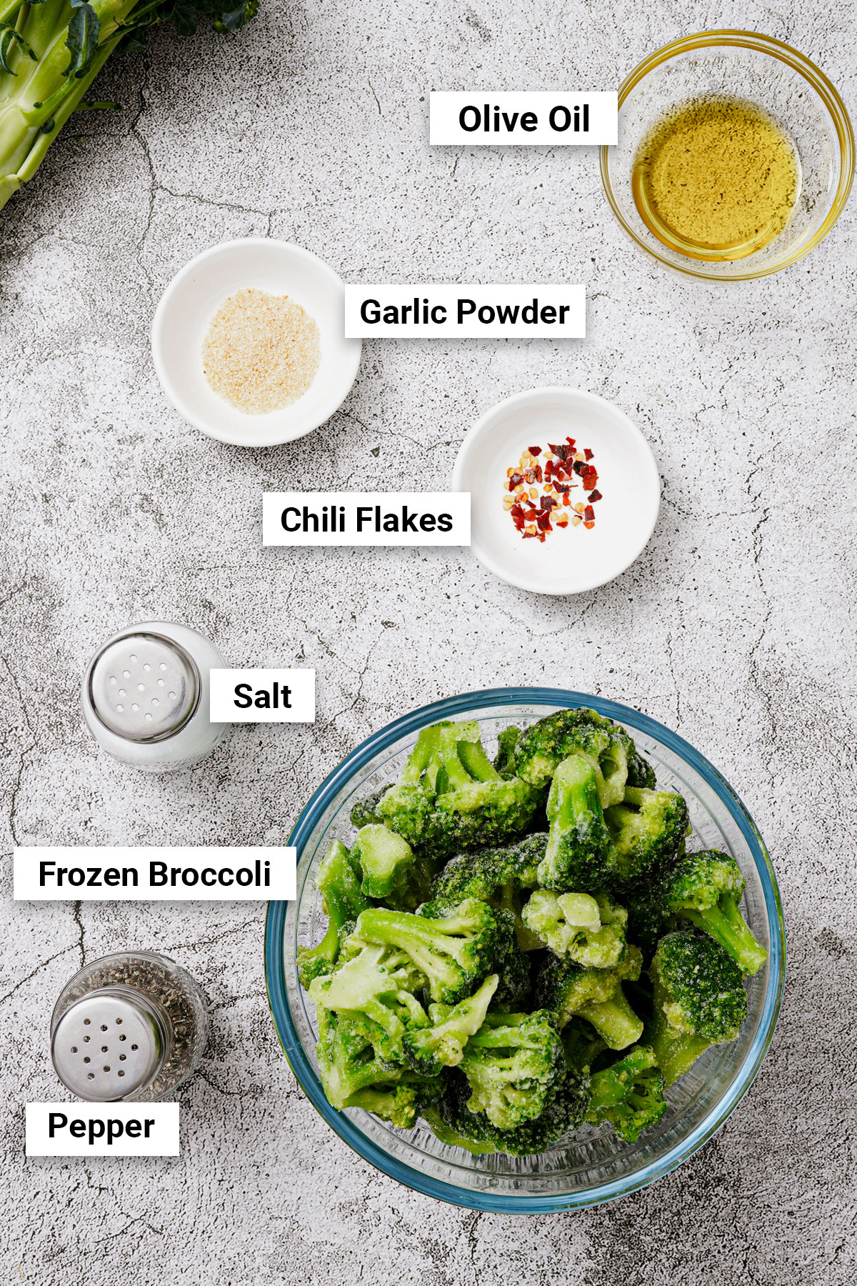 Ingredients for frozen broccoli air fryer recipe