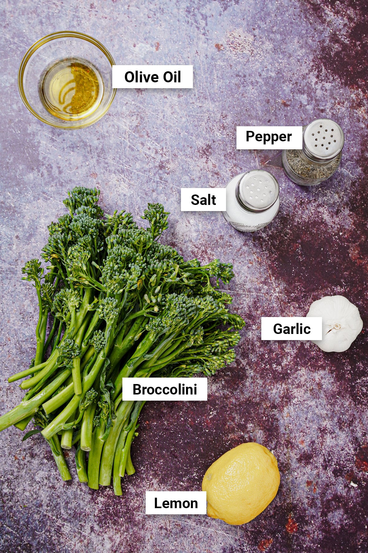 Ingredients for garlic roasted broccolini air fryer recipe