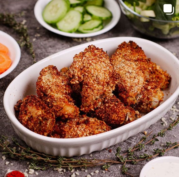 Instagram Carousel - breaded chicken wings air fryer recipe