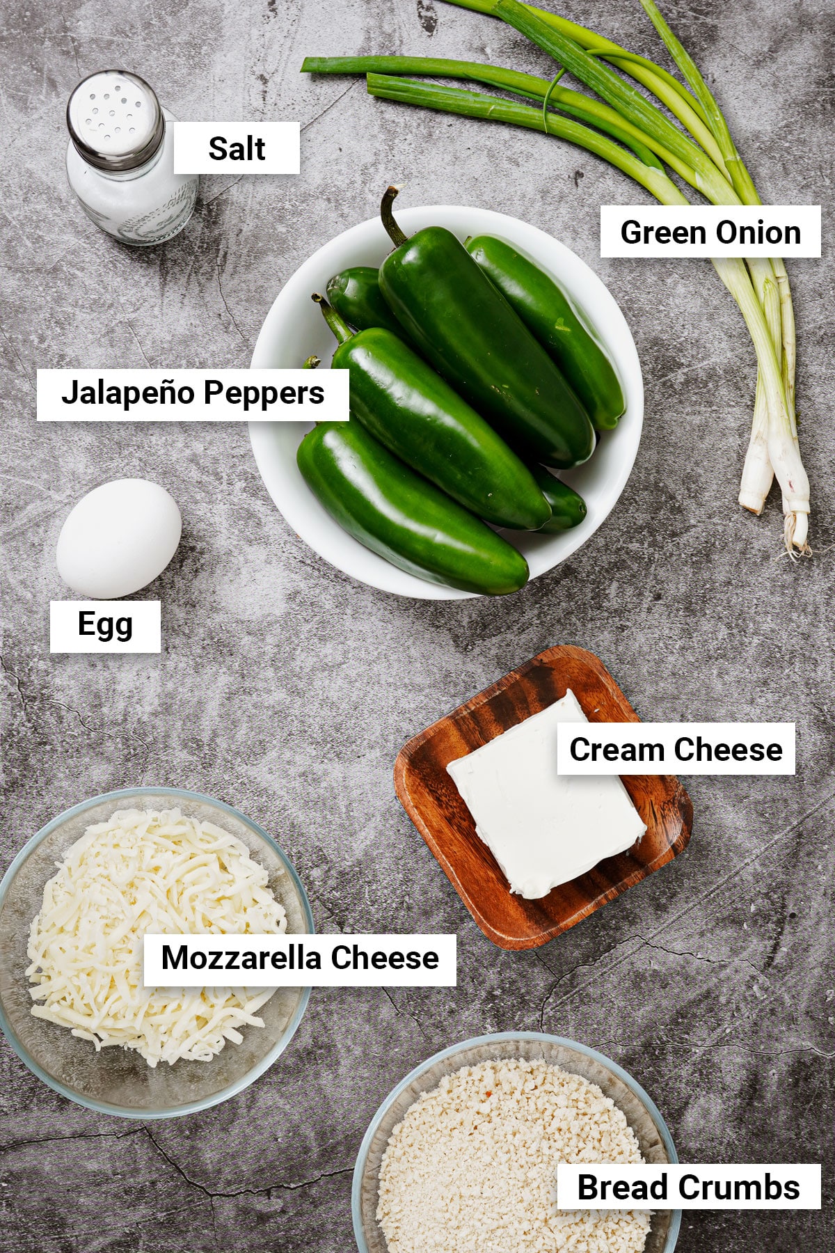 Ingredients for jalapeño poppers air fryer recipe.