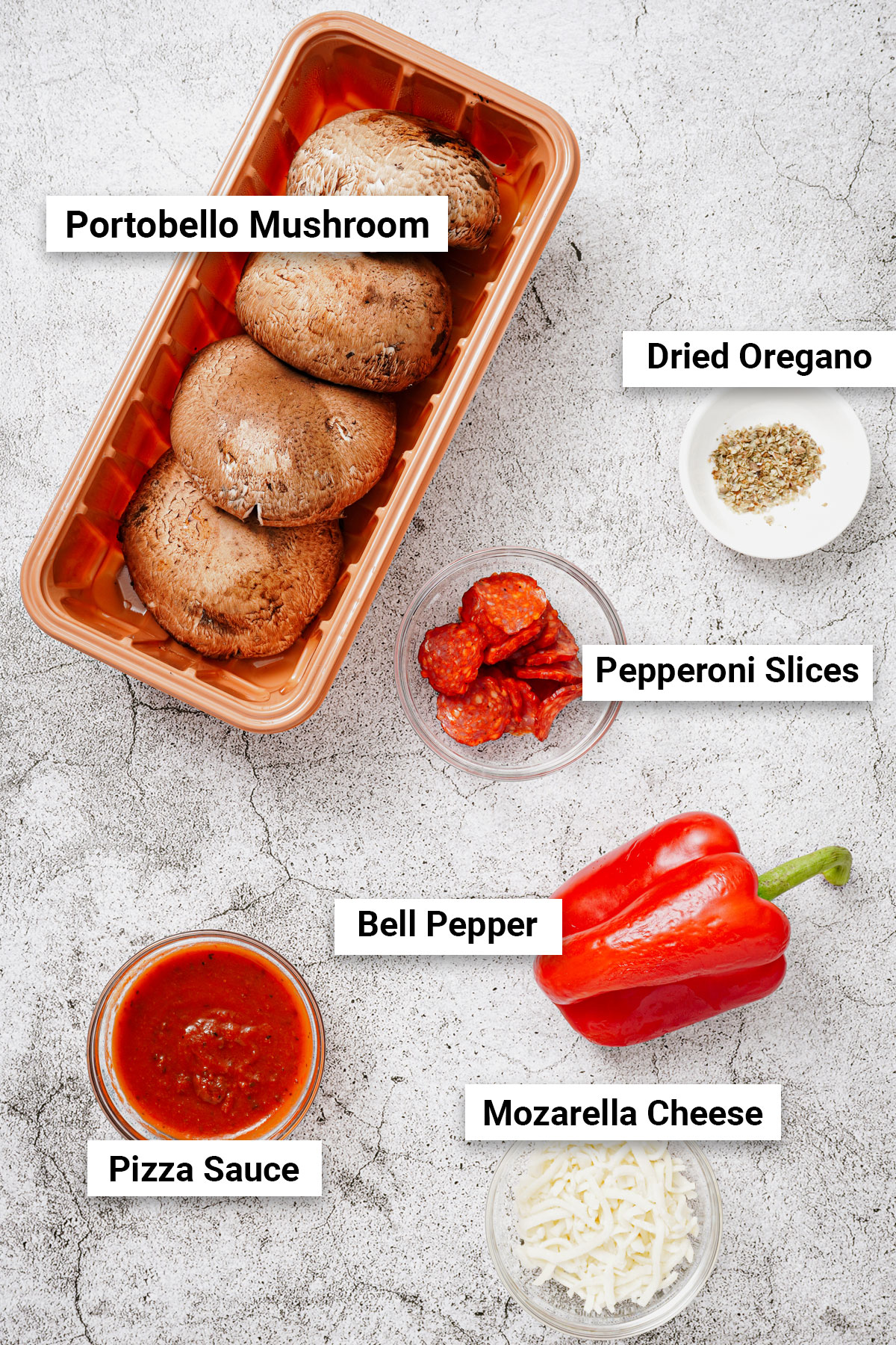 Ingredients for air fryer mushroom pizza recipe