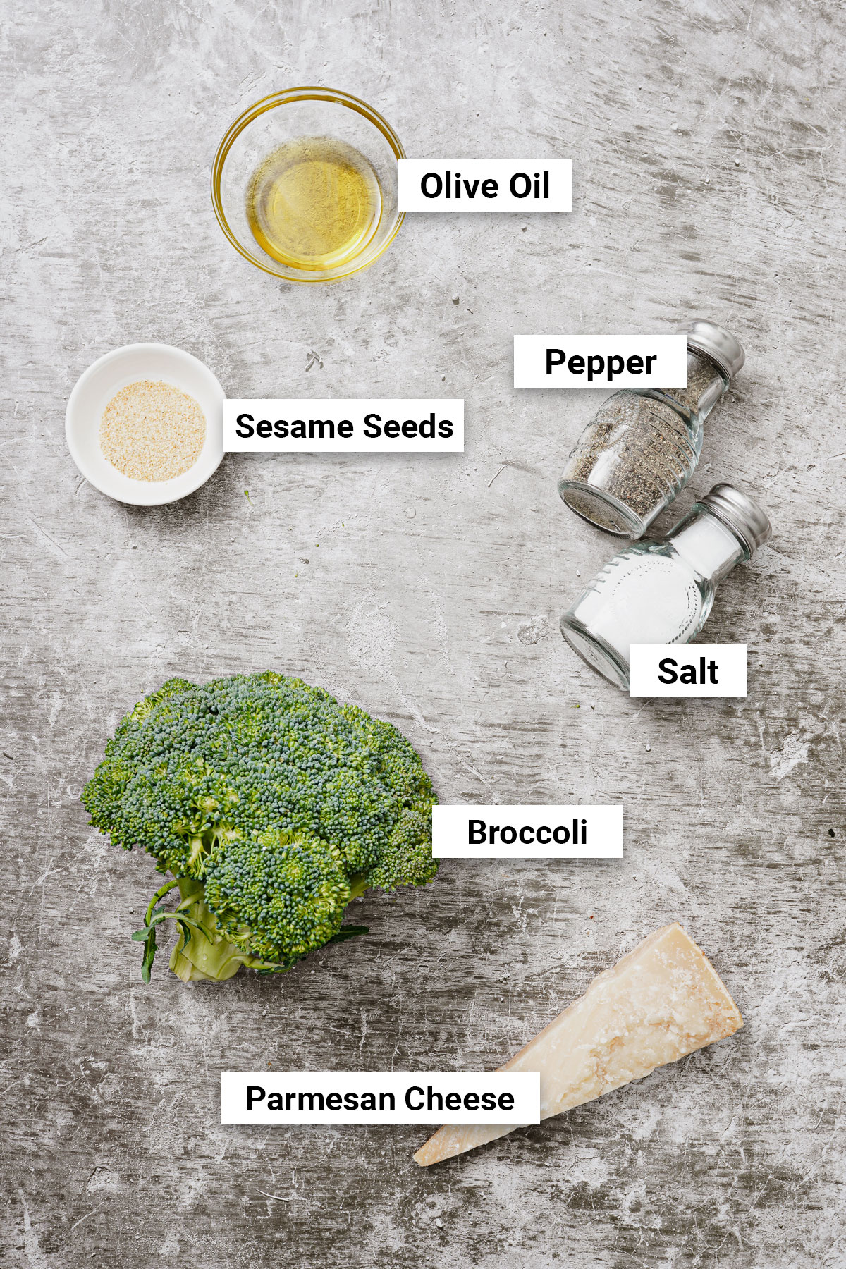 Ingredients for broccoli parmesan air fryer recipe