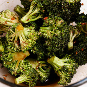 Seasoning broccoli florets